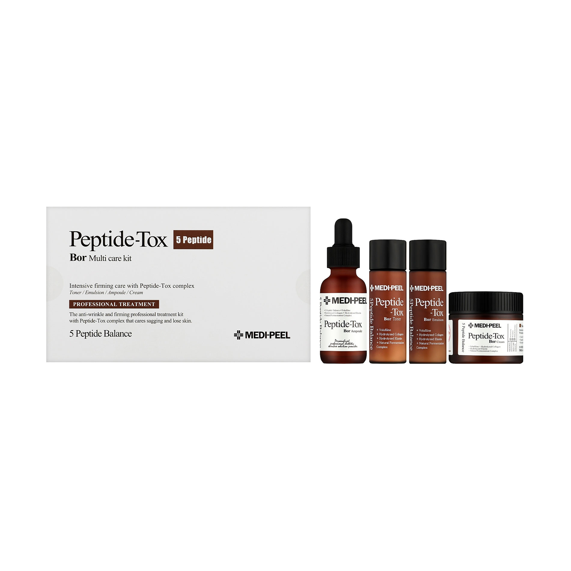 Набір для обличчя Medi-Peel Peptide-Tox Bor Multi Care Kit (тонер, 30 мл + емульсія, 30 мл + сироватка, 30 мл + крем, 50 г)